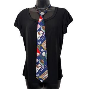 Vintage Zipper Tie Silk 90s Vices Cigarettes Dice Sugar Coffee Gambling Montier